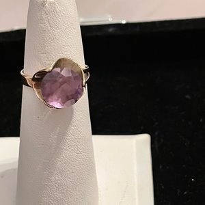 Amethyst abs gold ring